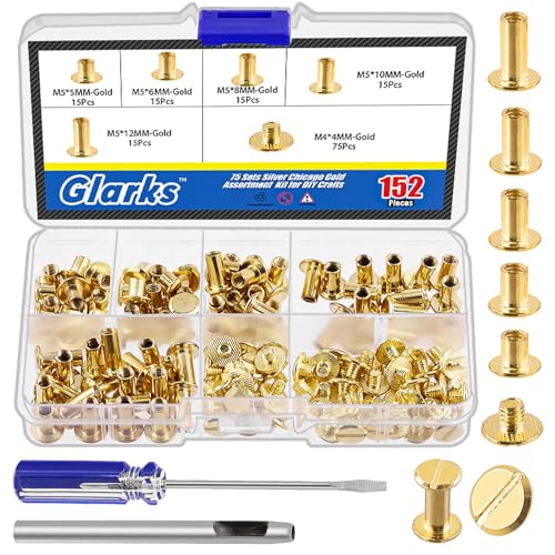 Glarks Ensemble 150 vis Chicago or M5 rivets assortis accessoires métal