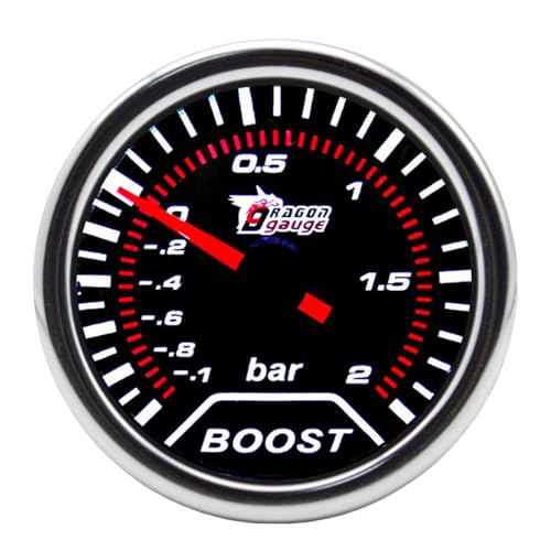 ETOPARS Universal Coche Medidor de Turbo Boost 2 Pulgadas 52mm Turbo Impulso Indicador Bar Boost Puntero Medidor de Calibre Blanco Luz Turbo Presión Instrumentos Humo Len