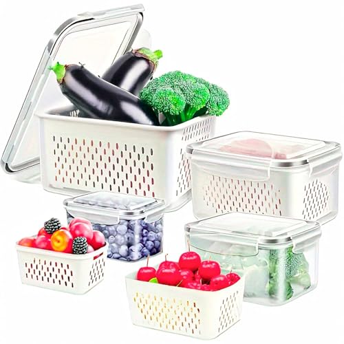 Kit 3 Organizadores de Geladeira Armário Tampa Hermético Cesto Es...