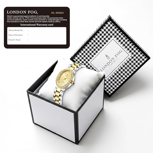 Image of London Fog Queenhithe Collection Watch for Women with Oval Textured Dial, Crystal Studded Bezel, Blue Crown Accent, Quartz Movement and Stainless Steel Strap - LFW20003
