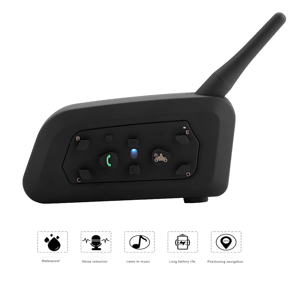 Altoparlante per Casco Moto, V6Plus 1200 Casco Moto Interfono BT Wireless Cuffia Vivavoce per 6 Persone