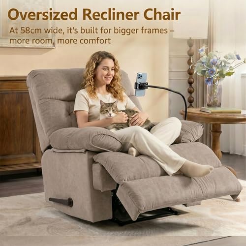 Sillón reclinable amplio terciopelo marrón miniatura 6
