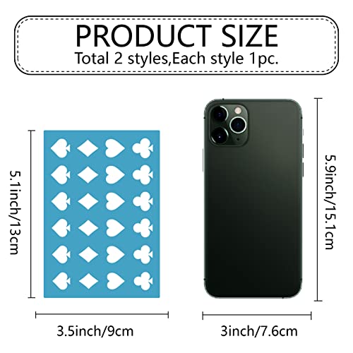 GORGECRAFT 2 Styles Heart Earrings Making Template Reusable Acrylic Cutting Stencil Playing Card Spade Heart Club Diamond Patterns Template for Jewelry Shape Earrings Making DIY Leather Crafts 13x9cm - Image 2