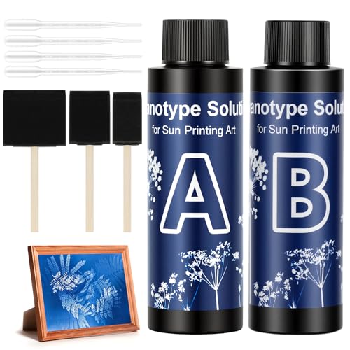 Vutlace Cyanotype Kit Cyanotype Sensitizer Set for Sun Printing Cyanotype Sensitizer Set for Sun Printing Ideal Blue Prints Sensitizer for Beginners & Artists