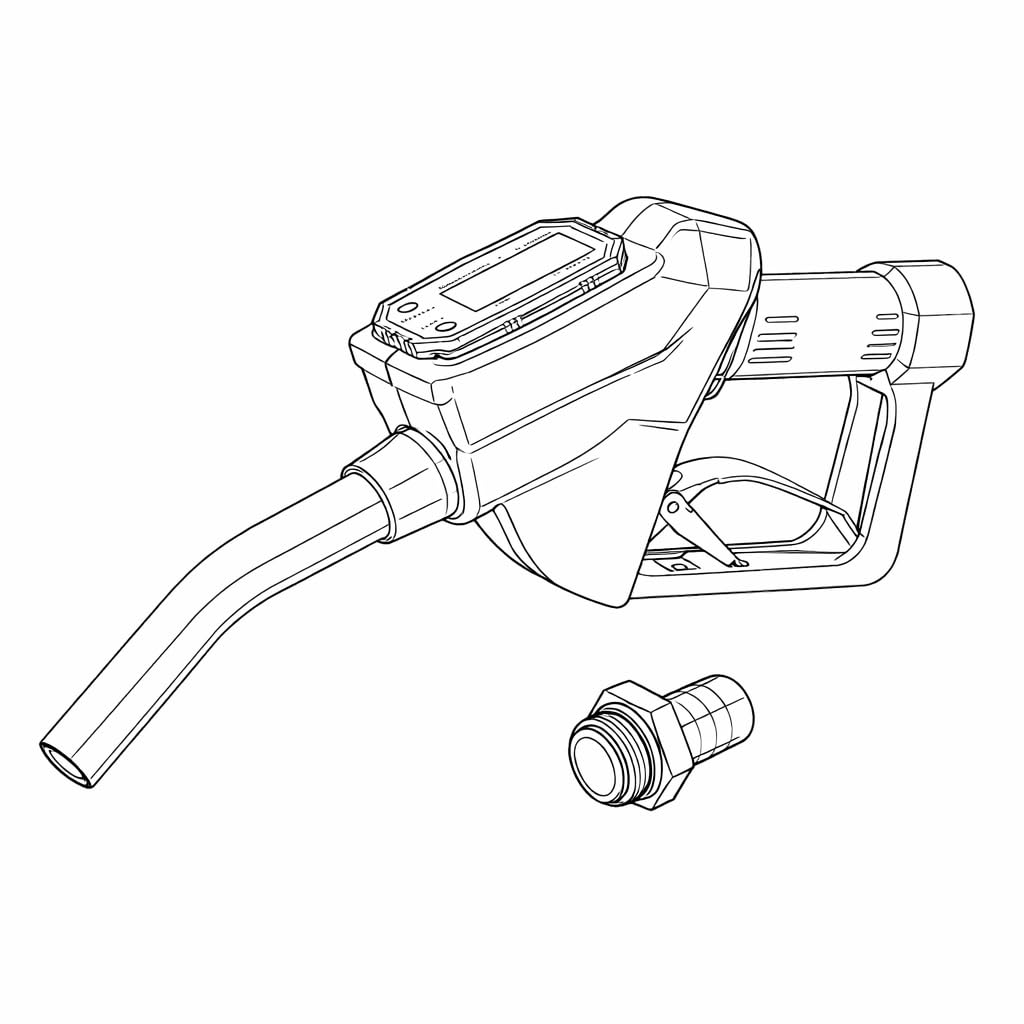 KATSU Dispensador de Diésel Pistola Medidor de Flujo Digital 1" 25mm Combustible de Gasolina Boquilla de llenado de Gasolina para Tractores Camiones Automóviles Marinos 482215