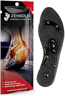 Magnetic Insoles with Acupressure Circulation Boost. Size 8-11. Pressure Point Reflexology Shoe Insert / Insoles for Men.