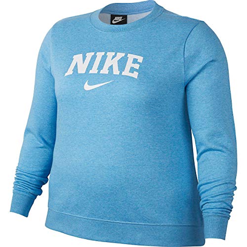NIKE Women's Nsw Fleece Crew High Brand Read Varsity Plus, University Blue/Heather/White, 2X