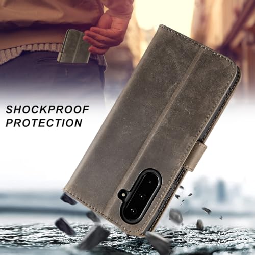 Coque Samsung A17 en cuir véritable gris brun LENSUN - 4
