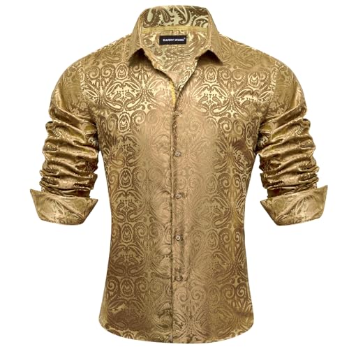 Barry.Wang Mens Casual Long Sleeve Shirts Silk Button Up Novelty Paisley Formal Dress Shirt Western Mexico Cowboy2
