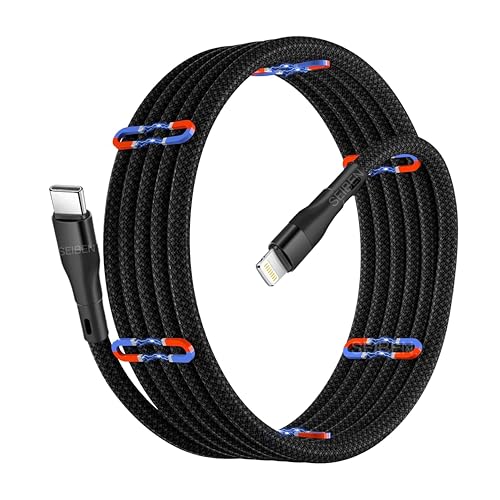 Image of Magnetic Coiled Type C - Type L [MFi-Certified] MagCable compatible with iPhone, iPad and Airpod, 65W / 3.1A Magnetic OMagCable, PD Technology, QC 3.0 Quick Charging - 1.2 meter , Type C - L , Black