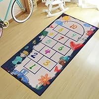 Cute Learning Hop Count Hopscotch Numbers Rug for Kids Room Boys Girls, Non-Slip Toddler Children Educational Area Rug for Playroom Bedroom Classroom, Floor Carpet Play Rug Runner 63\"*32\"