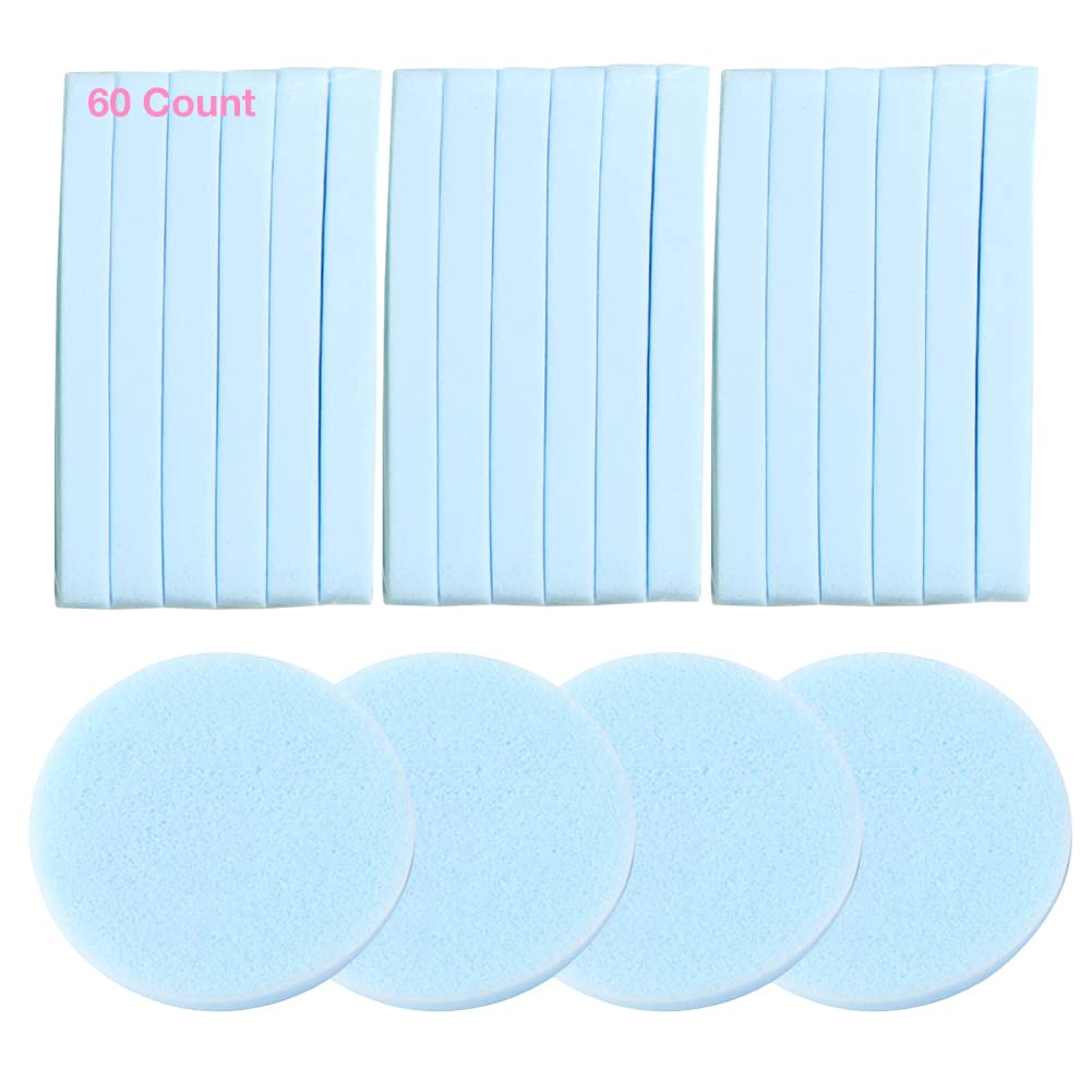 Facial Sponge Compressed Makeup Remover 60 Count Wash Pads Round Soft Face Cleansing Sponges for Woman Exfoliating Mask,Makeup Removal,Spa Cleaning,