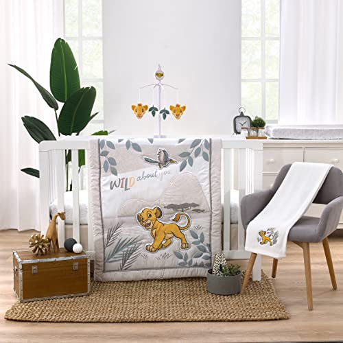 Image of Disney Lion King - Wild About You Taupe and White Simba Fitted Crib Sheet