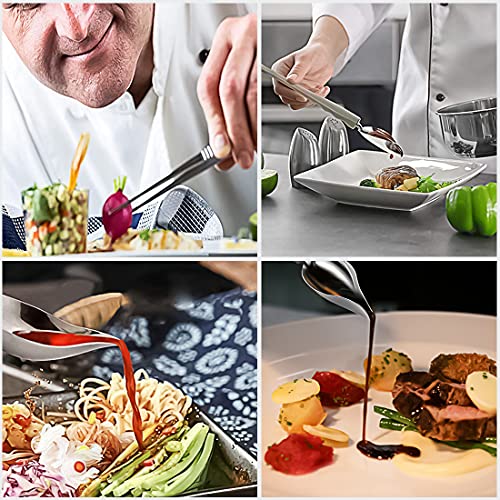 Set Di 2 Cucchiai Da Disegno In Acciaio Inox Per Decorazione Culinaria - Grande (20 Cm) E Piccolo (18 Cm) Per Salse, Cioccolato E Dessert
