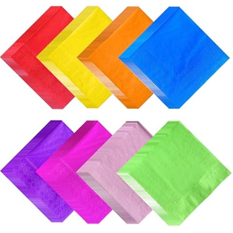 Scettar 80 Pcs Rainbow Paper Napkins Cover