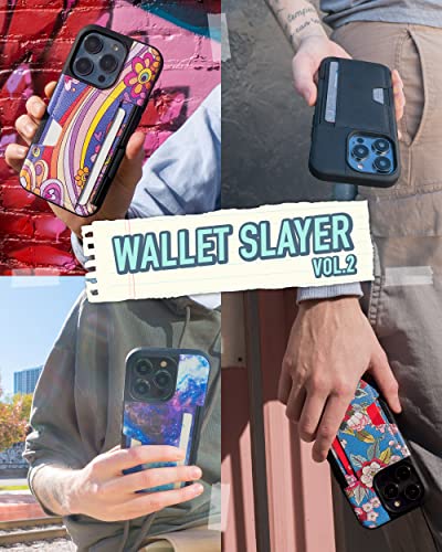 Image of Smartish iPhone 14 Pro Wallet Case - Wallet Slayer Vol. 2 [Slim + Protective] Credit Card Holder w /Kickstand - Drop Tested Hidden Card Slot Compatible w /Apple iPhone 14 Pro - Flirty Flowers