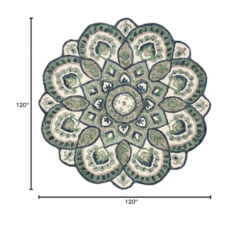 SAFAVIEH-Novelty-Collection-Area-Rug-10-Round-Ivory-Blue-Handmade-Boho-Floral-Rustic-Country-Wool-Ideal-for-High-Traffic-Areas-in-Living-Room-Bedroom-NOV604M SAFAVIEH Novelty Collection Area Rug 10 Round Ivory Blue Handmade Boho Floral Rustic Country Wool Ideal for High Traffic Areas in Living Room Bedroom NOV604M