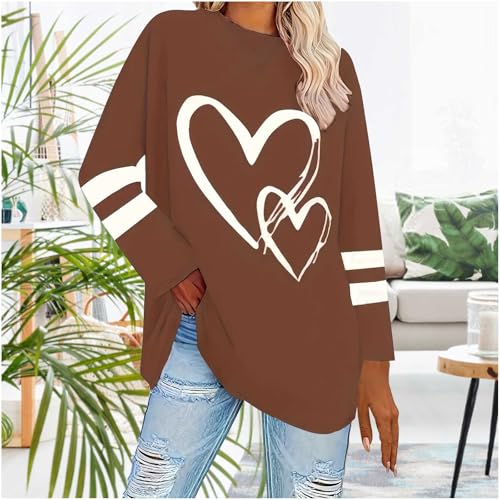 Long Sleeve T Shirts for Women Summer Fall Crewneck Love Graphic Oversized Tie Dye Tops T Shirt Women 20252