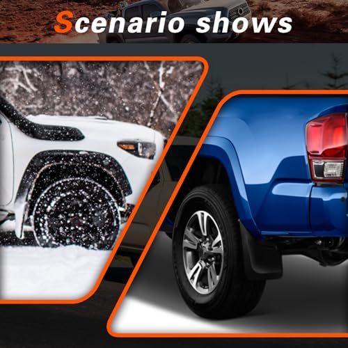 Image of 2016 Tacoma Mud Flaps Compatible with Toyota Tacoma 2016 2017 2018 2019 2020 2021 2022 2023 Mud Guards with Fender Flares (Except SR Models) Splash Guards 4pcs