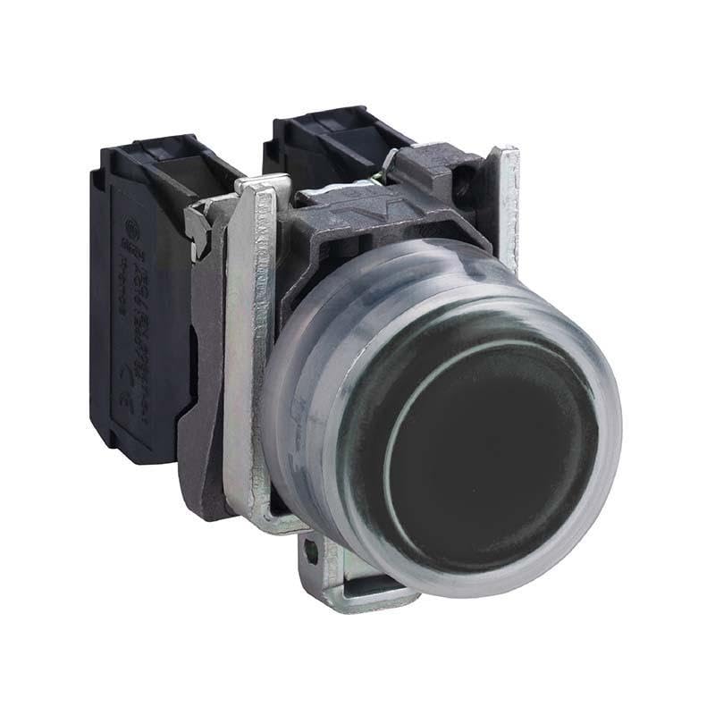 Bouton saillant XB4BP21 noir à impulsion un contact NO avec collerette