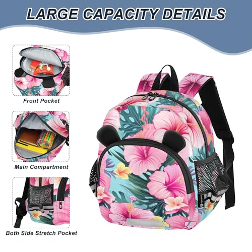 Pink Flowers Summer Toddler Backpack for Girls Boys,Preschool Kindergarten Backpack Kids Backpacks B04037243
