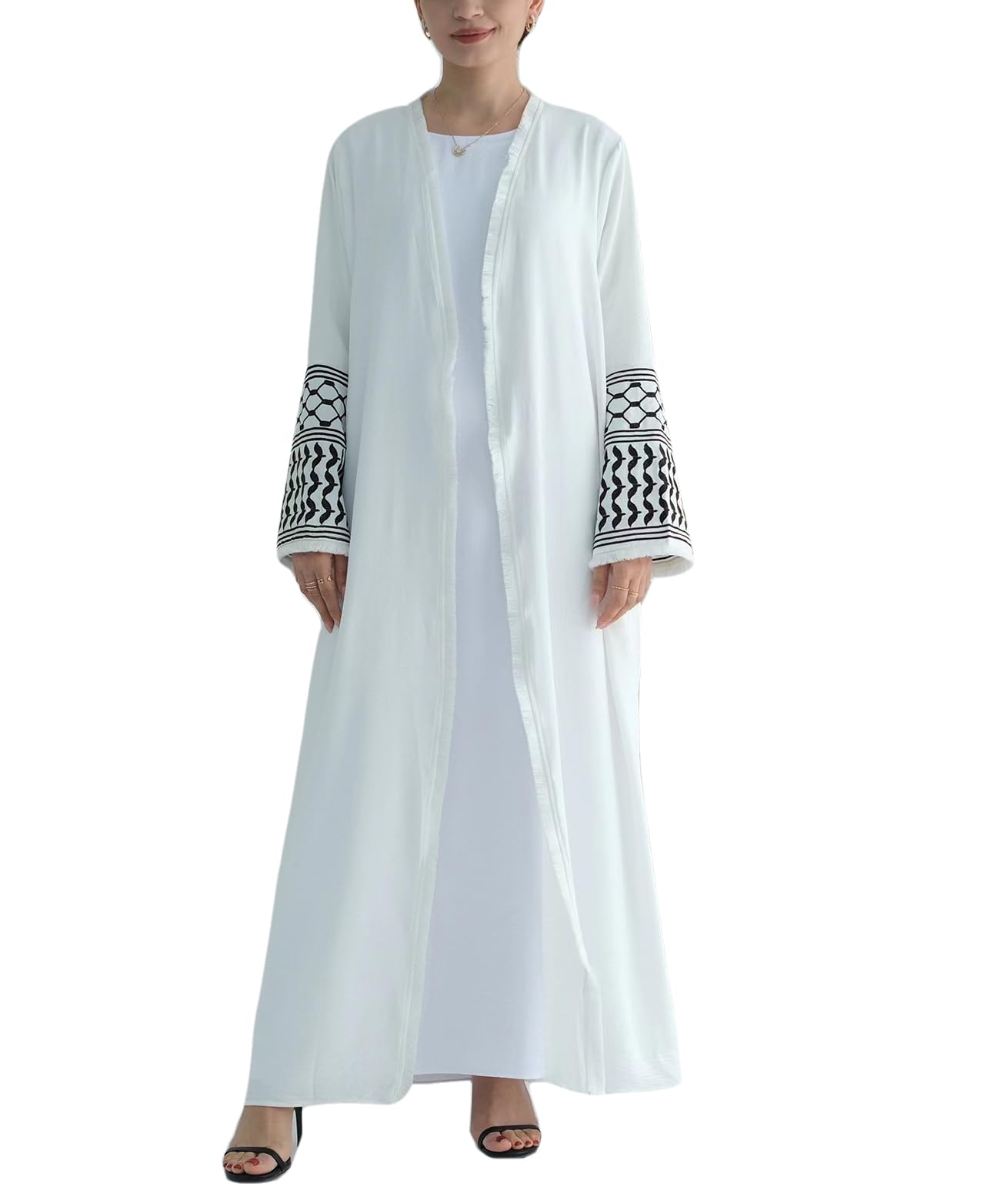 CLMJHG Muslimisches Kleid, modische offene Strickjacke, Abayas, Stickerei, Kimono für Damen, Türkiye, Elegante islamische Kleidung ohne Hijab