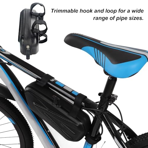 Alforjas triangulares para motocicleta, par universal impermeable con carcasa dura EVA y cierre doble de cremallera, bolsa para herramientas colgante para cuadro y tubo de asiento miniatura 4