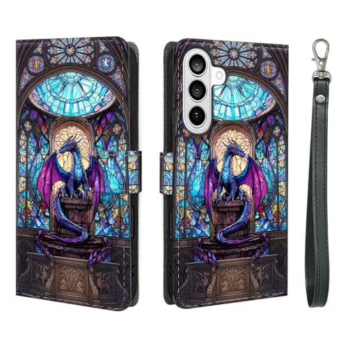 Étui portefeuille en cuir pour Samsung Galaxy A37 5G avec porte-cartes et dragonne bleu violet
