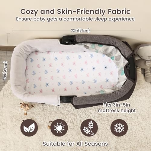 Image of david's kids 3 Pack Bassinet Sheets, Ultra Soft Breathable Comfortable Baby Sheet Set for Boys Girls Neutral, Univeral Fit for Most Cradle and Bassinet Mattress, Floral & Butterfly