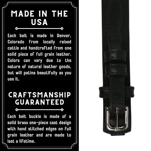 R.G. BULLCO Men's 1-1/2" Genuine Premium Ranger Leather Belt with Snaps, Solid Buckle, Double Edge Stitch3