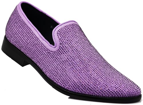 Image of SPK26 Men's Vintage Velvet Rhinestone Designer Dress Loafers Slip On Shoes Classic Tuxedo Dress Shoes