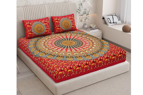 Image of Monique Bedsheet Set | 144 TC Cotton Bedsheet for Double Bed with 2 Pillow Cover