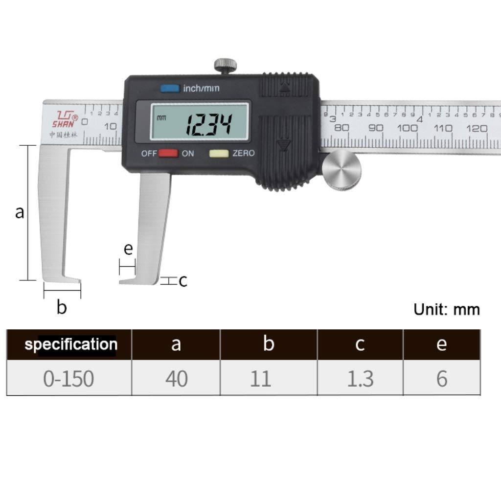 WJJ hsj Pinza Exterior Gancho Groove Groove Digital Pinza de medición Vernier de Rango: 0-150mm Preciso