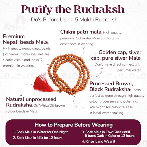 Apnisanskriti 5 Mukhi Rudraksha Mala for Men/Women Wearing (6mm, Medium Bead Size, 108+1 Beads, Lab Certified) - Natural Brown Rudraksh Beads - Pack of 1