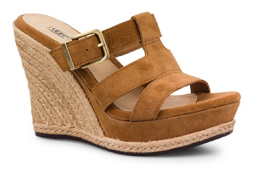 Ugg Women's Hedy Cream Leather Wedge Sandal