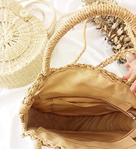 Image of Teeya Straw Crossbody Bag Women Weave Shoulder Bag Round Summer Beach Purse and Handbags