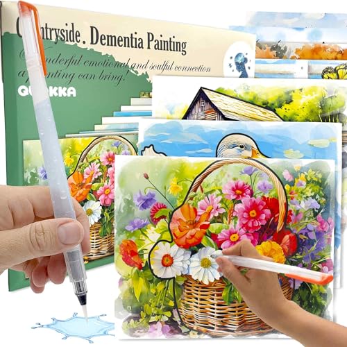 QUOKKA Set 10 Alzheimer Productos de Pinturas con Agua - Juegos de Memoria para Personas Mayores - Recuerdos de la Granja - Manualidades Adultos con Demencia - Cognitivos Regalo para Personas Mayores