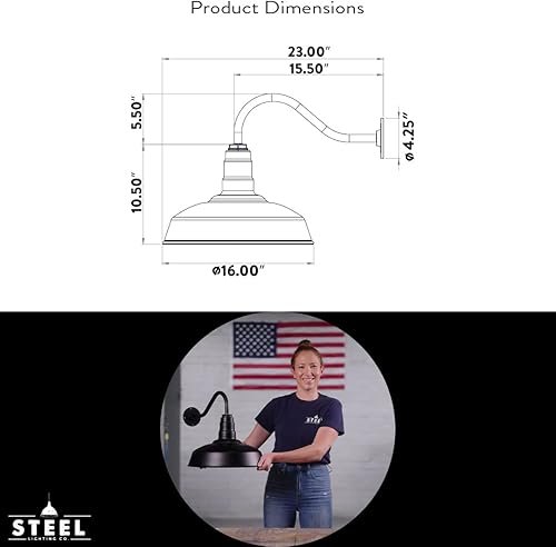 Miniatura 2 de The Gardena - Lámpara de muro de cuello de cisne  Iluminación de granero e iluminación de granja  Fabricada en Estados Unidos.