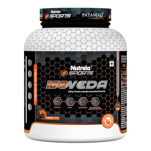 Image of NUTRELA Sports Patanjali Whey Protein Isolate 2kg, Irish Chocolate and Shilajit 10 Caps