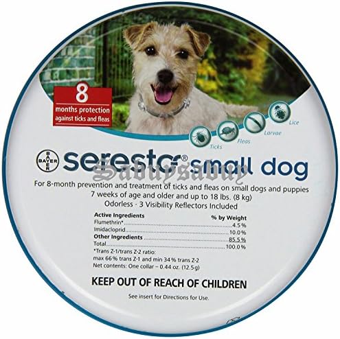 Bayer Seresto Flea & Tick Collar for Small Dogs Up to 18 lbs (8 kgs) Size S