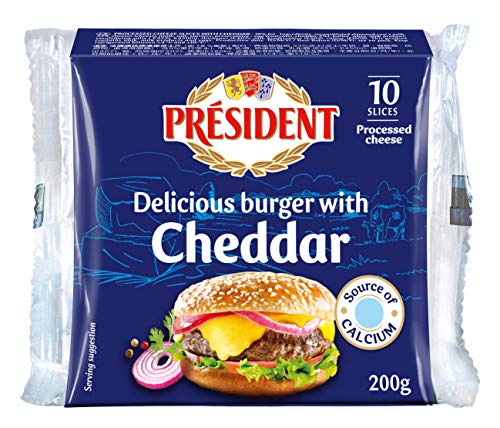 President Processed Cheese Slices Burger Cheddar 200g - Chilled