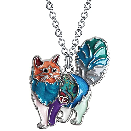 Collier chat en alliage émaillé avec pendentif chaton mignon pour femme