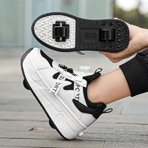 Kids Roller Shoes for Boys Girls, Sport Roller Skate Sneaker for Boys Girl, Outdoor Sport Shoes Sneakers with 2 Wheels, Unisex Retractable Skating Shoes for Children's Park Sports Walking2