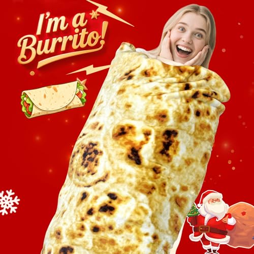 CASOFU Burritos Tortilla Throw Blanket, Double Sided Giant Flour Novelty Blankets for Your Family, 285 GSM Soft and Comfortable Flannel Taco Blanket.(Yellow, 60 inches)