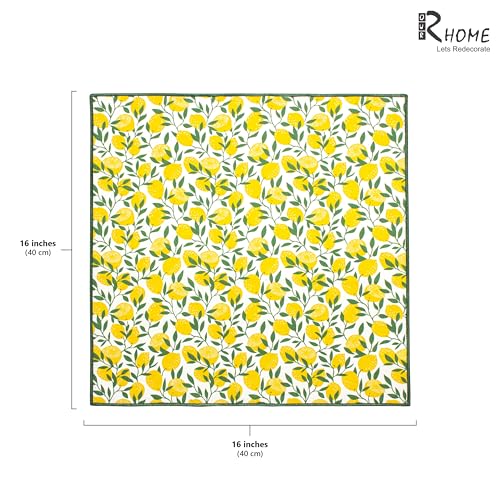 Image of R home Lemon Printed Cotton Table Napkins Set of 6 (40x40 cm / 16x16 Inches) Reusable & Machine Washable Cloth Napkins for Dining Table, Dinner, Parties & Cocktail Use