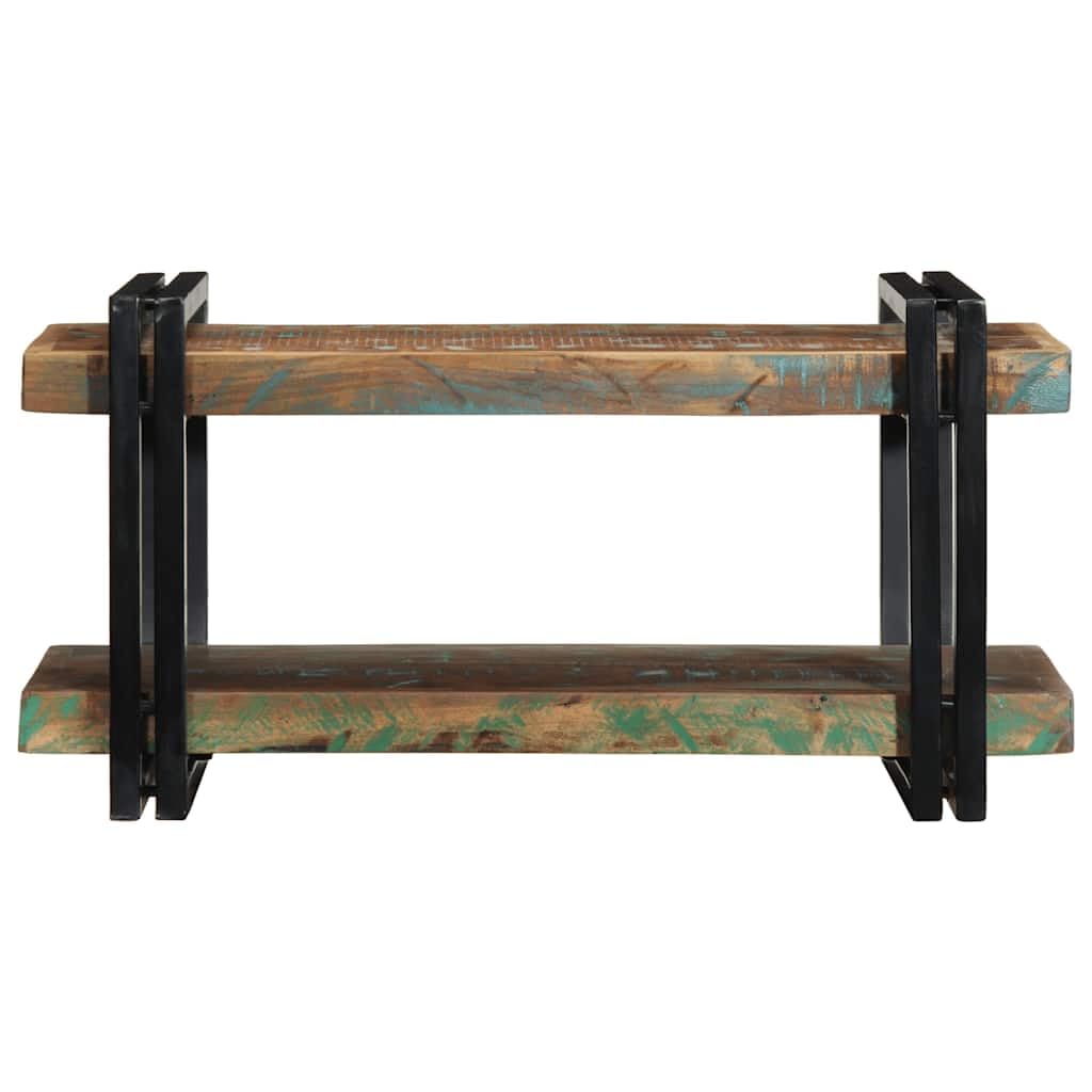 Wandregal Mehrfarbig aus massivem Altholz und Eisen, 70 x 33 x 35 cm, 60 kg Belastbarkeit, platzsparend für Wohnzimmer, Heimkino, Gaming, Aufbewahrung für CDs, Deko und Organizer