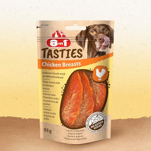 8in1 Tasties Chicken Breasts Hunde-Snack - getreidefreie Leckerlis aus köstlicher Hähnchenbrust, 85 g