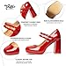 Trary Red Heels for Women, Mary Jane Shoes Platform Chunky Block High Heels with Buckle Strap Comfortable Dress Pumps for Office Party Casual Round Toe Pumps Shoes, Size 8