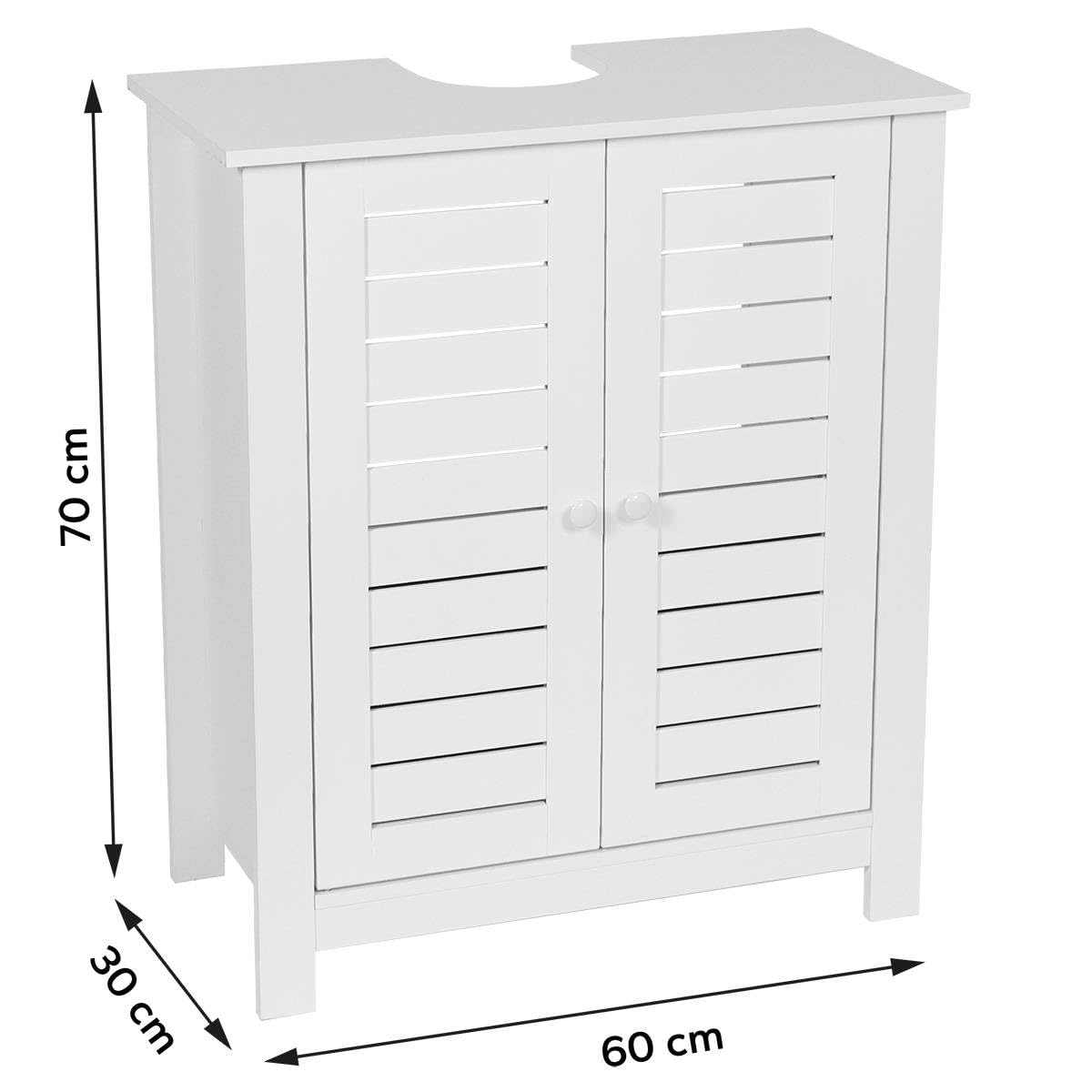 Tendance - Meuble sous Lavabo MDF 2 Portes/1 Etagère Intérieure - Santorin - Salle de Bain - Meubles Salle de Bain