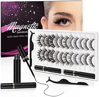 3D Natural Magnetic Eyelashes with Eyeliner Kit, Lightweight Magnetic Lashes Natural Look, 12 Pairs Reusable False Lashes Kit, No Glue Needed Reusable Easy to Use (12 Pair)